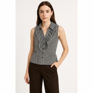 NWT The Limited x Y2K Stripe Ruffled Sleeveless Button Down Blouse